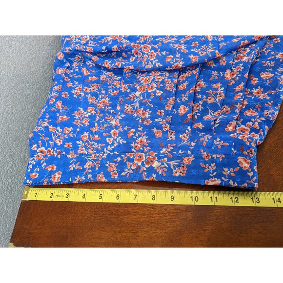 Berthie Paris Maxi Skirt 4 Blue Floral Sheer High Slit Long Lined Bohemian Retro - Picture 12 of 15